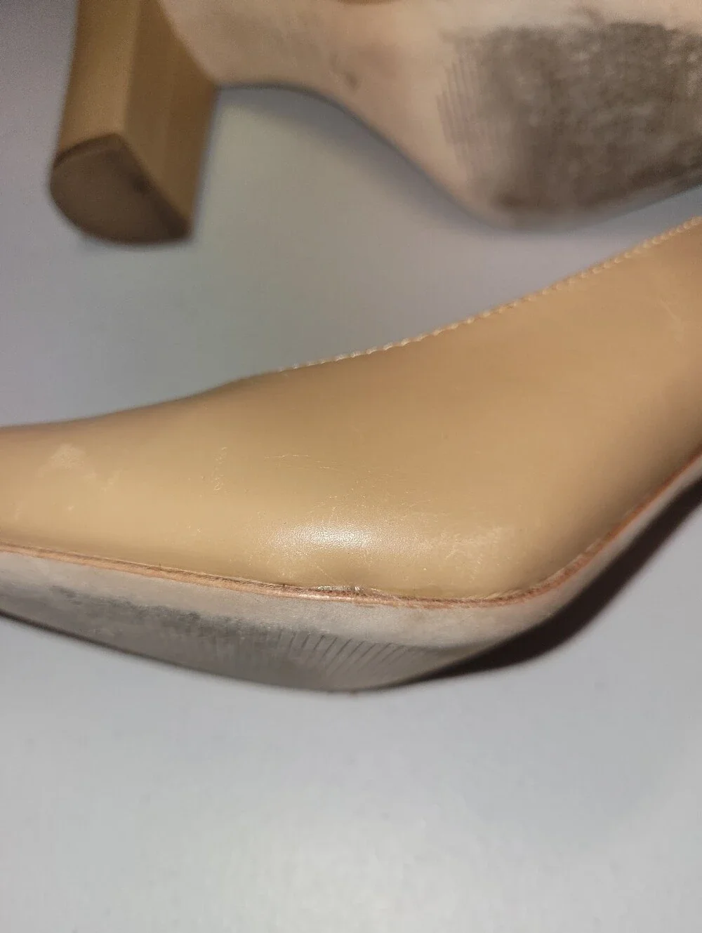 Antonio Melani Nude Pointed-Toe Block Heel Pumps